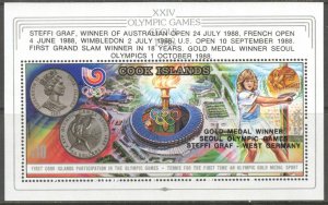 Cook Islands 1988 MNH Stamps Souvenir Sheet Scott 1001 Sport Olympic Games Coins