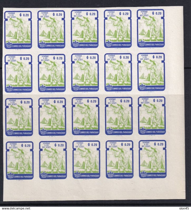 Paraguay 1962 Boy Scouts Powel Imperf multiple of each 20 MNH CV $440 16239