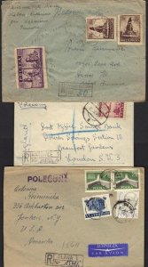 POLAND 1945, 1946, 1960 THREE REGISTERED POST WAR COVERS TO U.S.