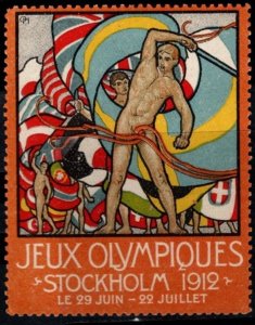 1912 Stockholm Sweden Poster Stamp Olympic Games (French Version) Unused