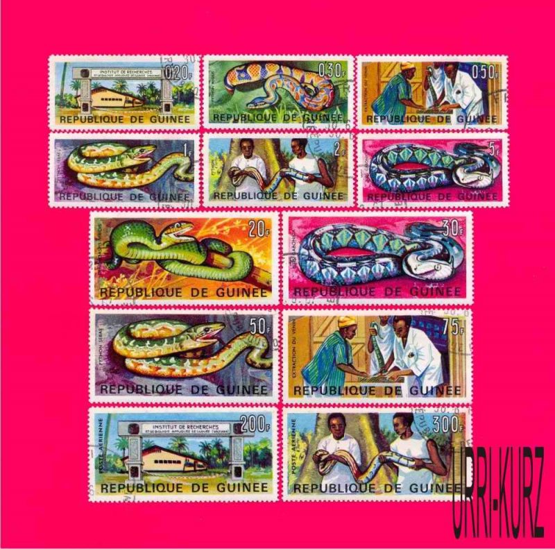 GUINEA 1967 Nature Fauna Reptiles Snakes 12v Sc465-474,С88-С89 Mi425-436 CTO