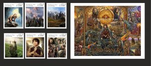 Stamps.Cinema. Lord of the Rings. 2022 year 6 stamps + block perforated