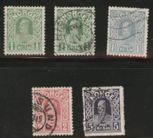 Norway Scott 70a-73 King Haakon Die C stamp 1911 stamps