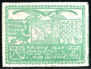 1913 Czechoslovakia Poster Stamp North Moravia Silesia Regional Falcon Festival