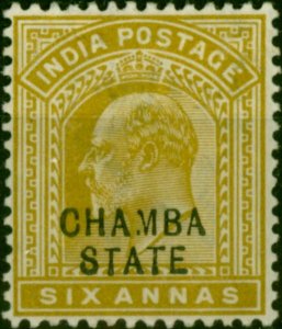 Chamba 1905 6a Olive-Bistre SG36Var 'Broken M' Fine MM