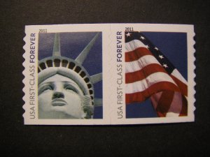 Scott 4486-7 or 4487a, Forever Liberty & Flag, MNH Coil Pair