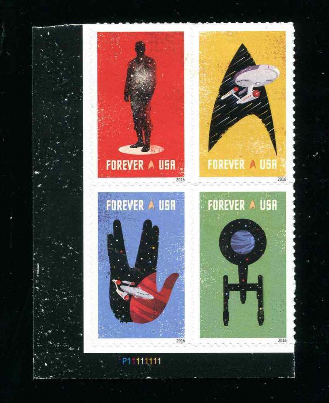 5132 - 5135 Star Trek Plate Block of 4 Forever Stamps 2016