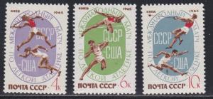 Russia # 3088-3090, U.S. & Russian Track & Field Meet, NH, 1/2 Cat.