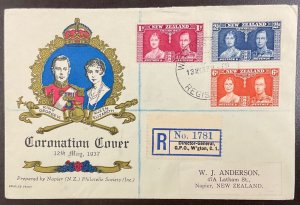 1937 New Zealand King George & Queen Elizabeth Coronation Cover May 12, 1937