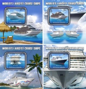 Solomon Islands - 2013 Cruise Ships - 4 Souvenir Sheets - SLM13106dlx