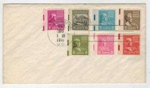 1938 PRESIDENTIAL SERIES UNUSUAL 7 STAMP COMBO ALL SAME DAY FIRST DAY ISSUE !!