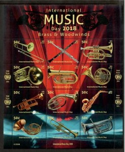 United Nations NY 2018 - Music - Sheet of 12 Stamps - Scott #1204 - MNH