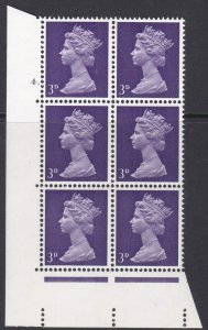 Pre-decimal Machin 3d PVA 2B Head A Perf A Cylinder 4 Dot  - MNH