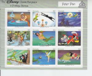 1987 Grenada Disney Peter Pan MS9 (Scott 1545) MNH