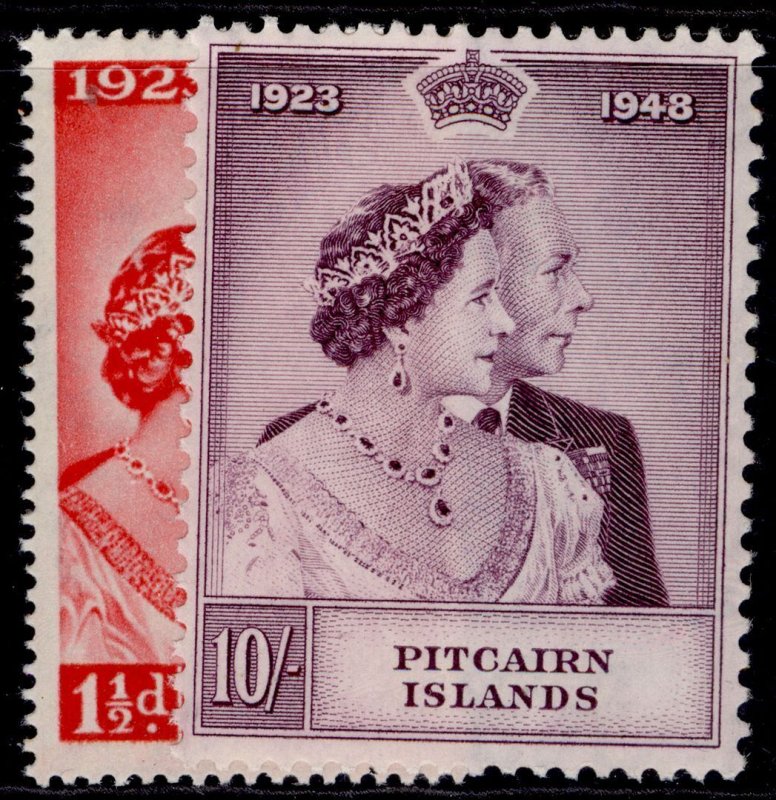 PITCAIRN ISLANDS GVI SG11-12, 1949 ROYAL SILVER WEDDING set, NH MINT. Cat £41.
