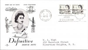 Canada 1970 FDC - Definitive Issue - Ottwa, Ont - 2 x 6c Stamp - J3923
