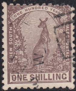New South Wales 1888-89 used Sc 82 1sh Kangaroo Perf 11 x 12