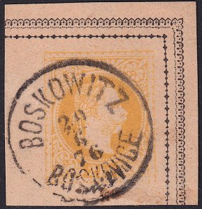 Austria - ca. 1867 - 2kr postcard cut square - BOSKOWITZ pmk Czech Republic