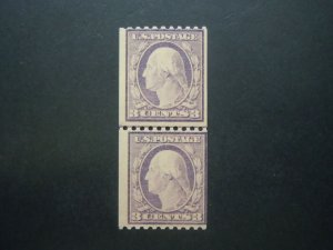 #489 3c Washington Coil Line Pair EFO Perf 10 Horz Type I MNH OG F/VF CV $70 #2