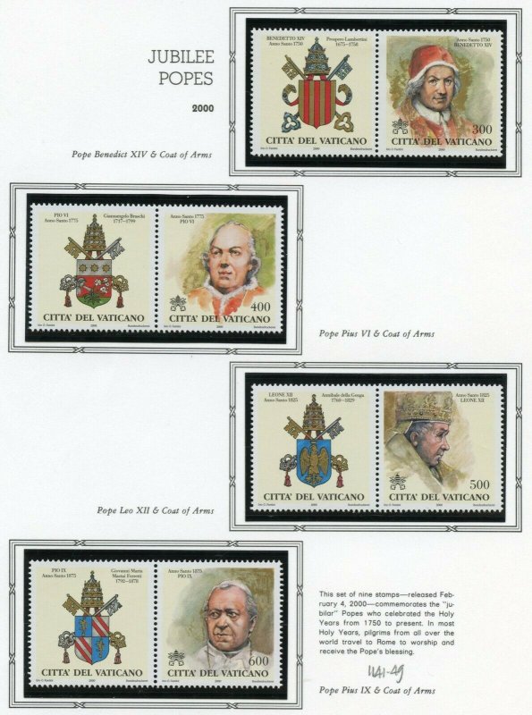 VATICAN CITY 2000  COMPLETE YEAR SET STAMPS MINT NH ON WHITE ACE ALBUM PAGES