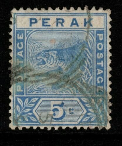 MALAYA PERAK SG64 1892 5c BLUE FINE USED 