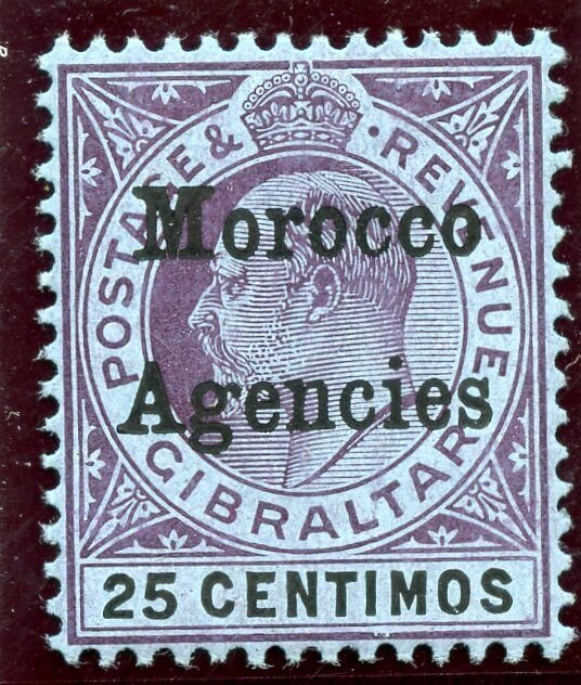 Morocco Agencies 1906 KEVII 25c purple & black/blue superb MNH. SG 27. Sc 30.