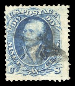 United States, 1861-66 #72 Cat$625, 1861 90c blue, used, corner perf. crease