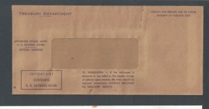 Ca 1942 U S Treasury Dept Savings Bond Envelope Official Business Has Data---