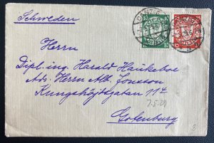 1929 Danzig Germany Cover To  Gothenburg Sweden
