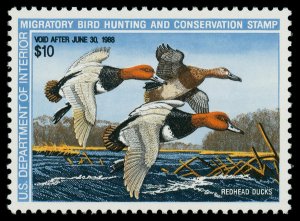 United States #RW54 Mint nh extremely fine   Cat$18 1987, $10 Redhead Ducks