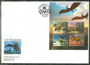 NIGER  2013 DINOSAURS  SHEET   FIRST DAY COVER