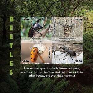 Guyana 2020 - Beetles Insects Bugs - Sheet of 4 Stamps - Scott #4640 - MNH