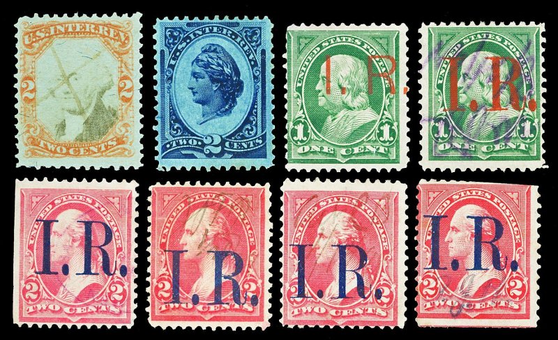 Scott R151-R155Ag Eight Diff 1c-2c Revenues Used Fine+ with Manuscript Cancels