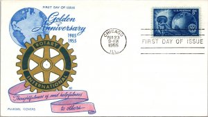 FDC 1955 SC #1066 Fluegel Cachet - Chicago, ILL - Single - F63525