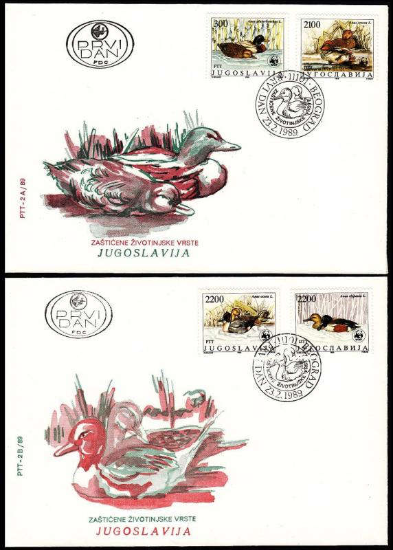 Yugoslavia WWF Teals FDC SG#2511/14 SC#1951 MI#2328-31