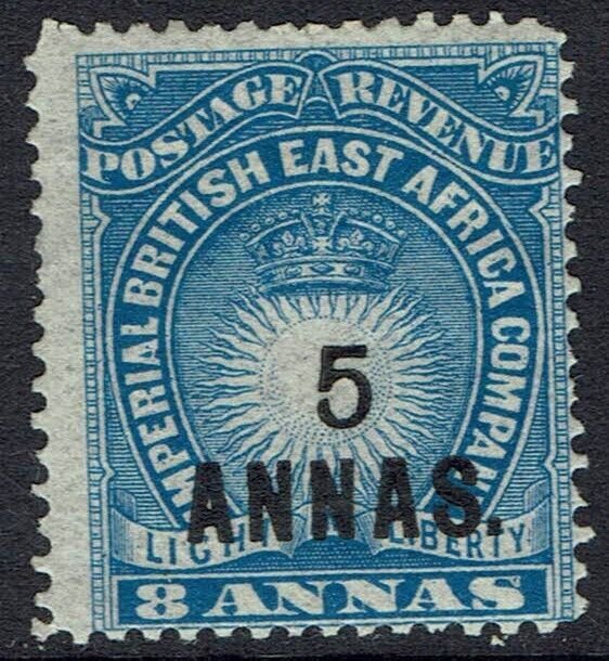 BRITISH EAST AFRICA 1894 LIGHT AND LIBERTY 5 ANNAS ON 8A