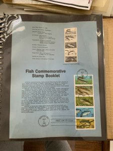 USPS Souvenir Page Scott 2209a 1986 fish booklets stamps