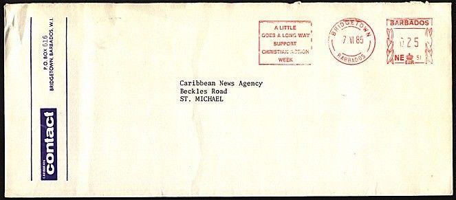 BARBADOS 1985 cover Christian Action Week Bridgetown meter.................23988