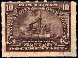 R168 10¢ Documentary Stamp (1898) Used/Date Stamped