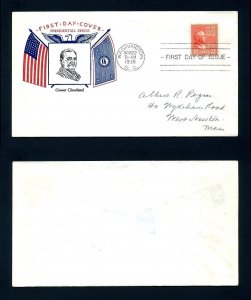 # 827 First Day Cover addressed with Fidelity cachet dated 10-22-1938