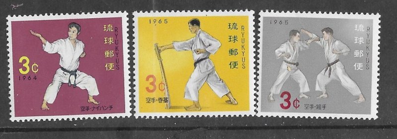 Ryukyu Islands # 125-27  Karate - Self-Defense   (3)  Mint NH