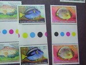 COCOS ISLANDS # 34-50-MNH-COMPLETE SET-TRAFFIC LIGHT/GUTTER PAIRS--FISH--1979(B)