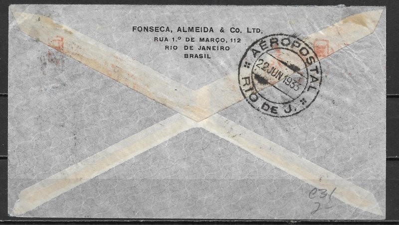 Brazil 1933 Airmail to Germany