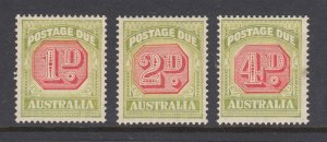 Australia Sc J65, J66, J68 MNH. 1938 Postage Dues, 3 diff, 4p has small stain