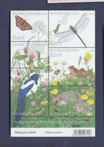 FINLAND - Scott 1192 - MNH S/S - flowers, bird, insects, butterfly, frog --a