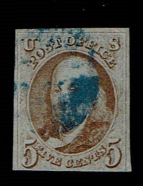 Scott #1 F/VF-used. With 2017 PSE certificate.