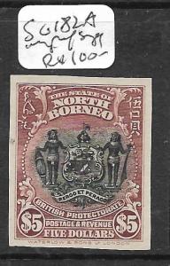 NORTH BORNEO (P2603B) $5.00  ARMS, LION SG 182A   IMPERF SINGLE NGAI 