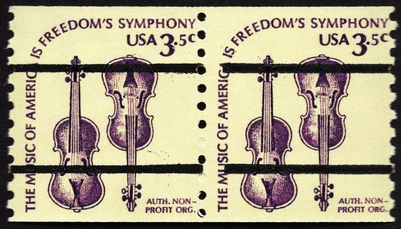 US 1813a MNH VF 3.5 Cent Violins Bureau Pre Cancel Pair With Line Gap