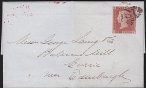 GB IRELAND 1847 cover 4 margin 1d. Dublin 186 pmk to Currie, Edinburgh.....B8386