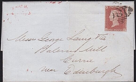 GB IRELAND 1847 cover 4 margin 1d. Dublin 186 pmk to Currie, Edinburgh.....B8386